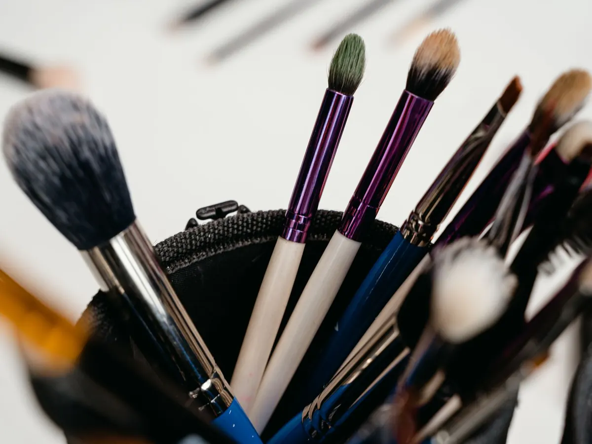 An assorted set of makeup brushes